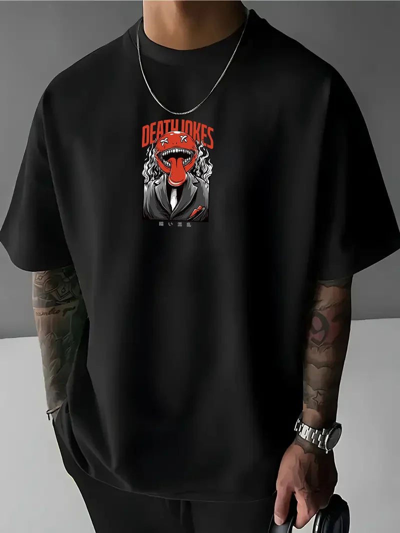 Tricou bărbați DEATH JOKES crno (Oversized)