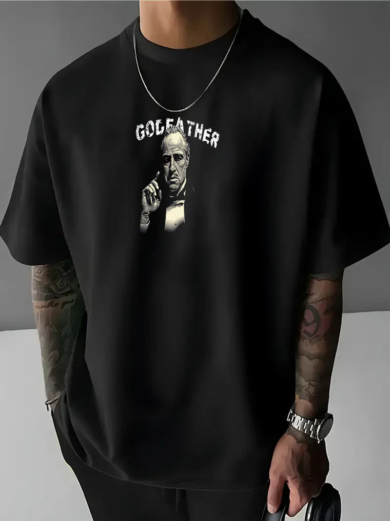 Tricou bărbați GODFATHER crno (Oversized)