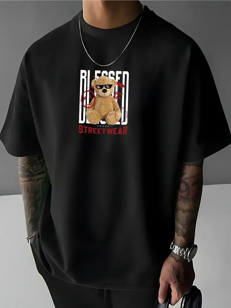 Tricou bărbați BLESSED crno (Oversized)