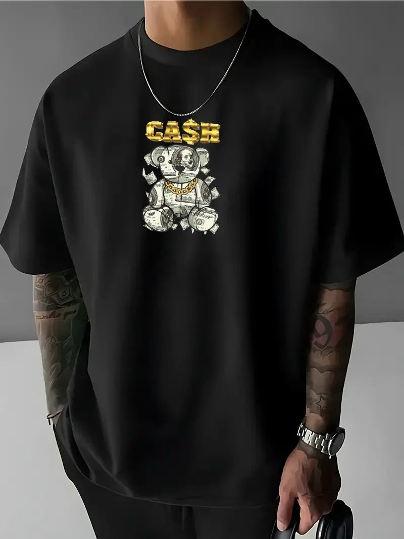 Tricou bărbați CASH crno (Oversized)