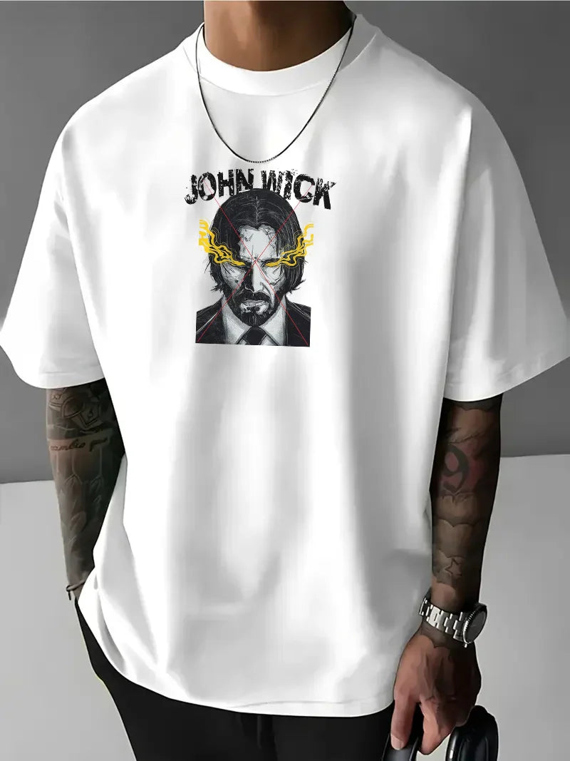 Tricou bărbați JOHN WICK bijelo (Oversized)