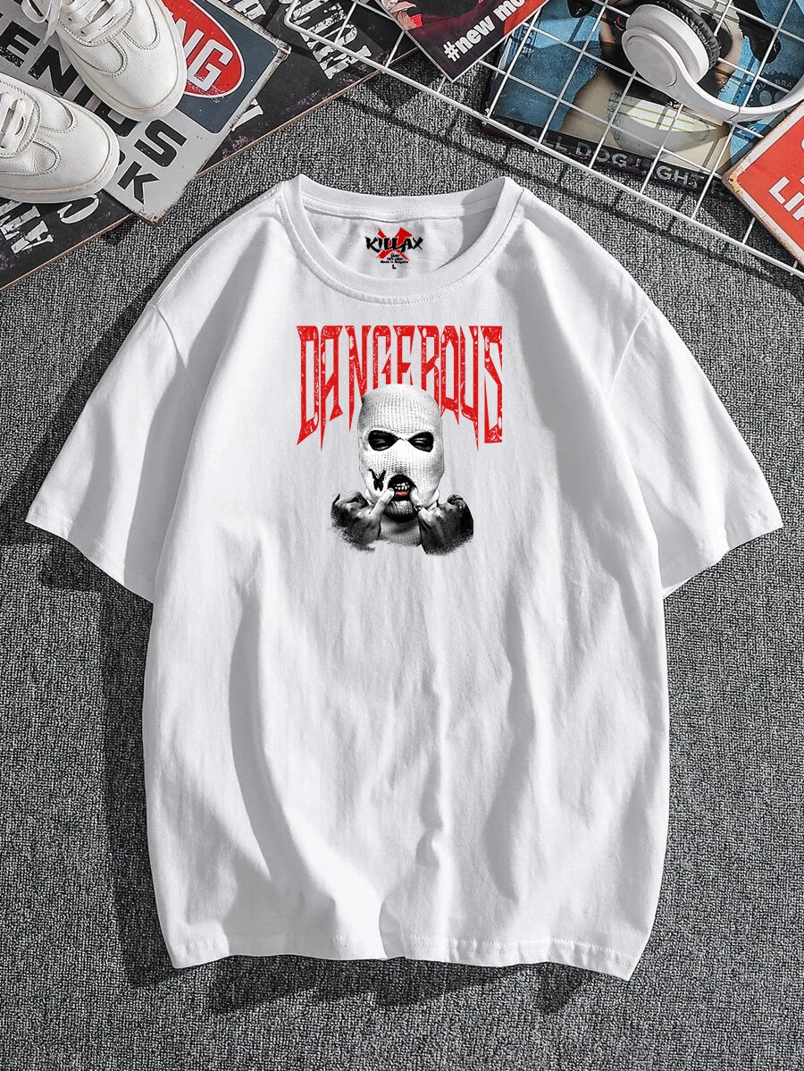 Tricou bărbați DANGEROUS bijelo Oversized