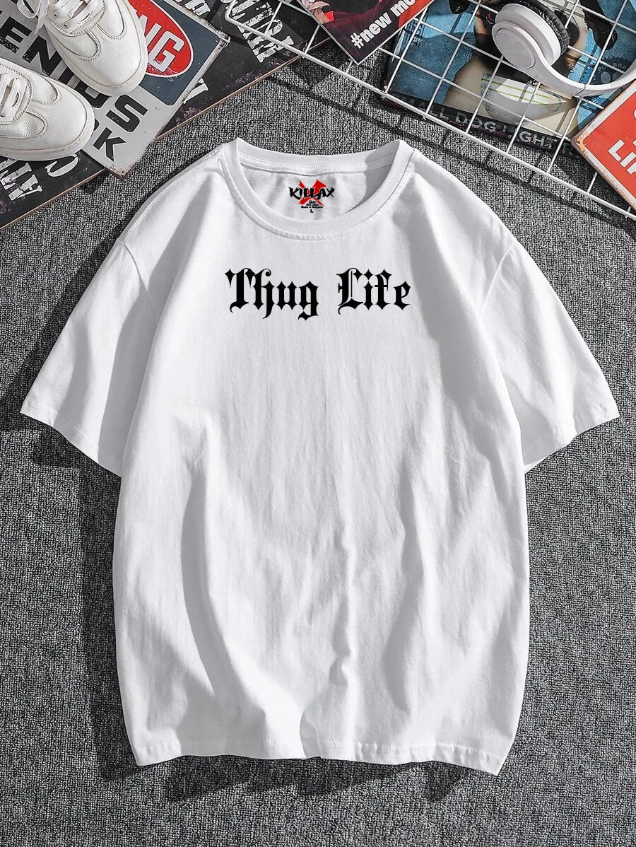 Tricou bărbați TUPAC bijelo (Oversized)