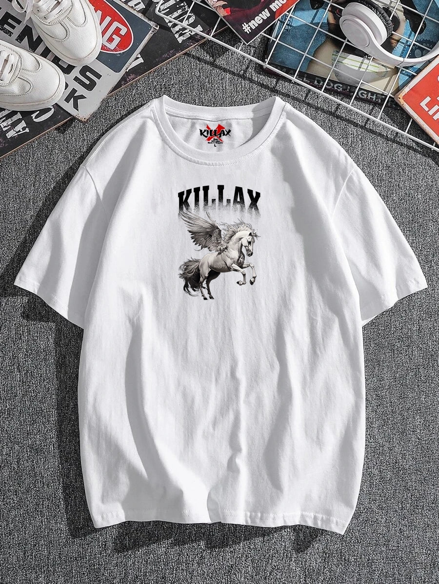 Tricou bărbați KILLAX UNICORN bijelo (Oversized)