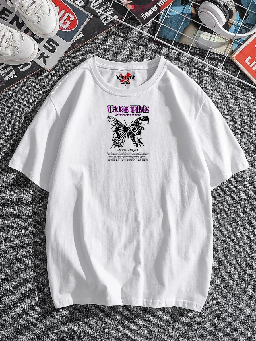 Tricou bărbați TAKE TIME bijelo Oversized