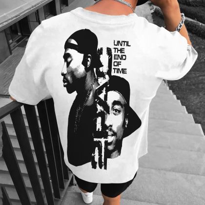 Tricou bărbați 2PAC bijelo (Oversized)