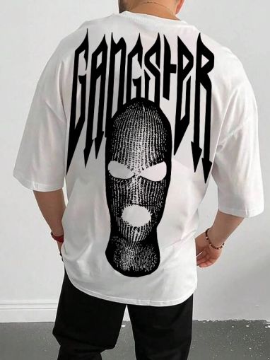 Tricou bărbați GANGSTER bijelo (Oversized)