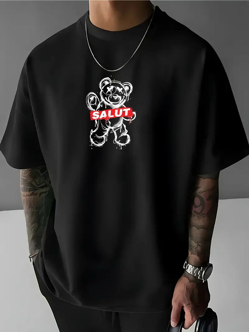 Tricou bărbați SALUT crno (Oversized)