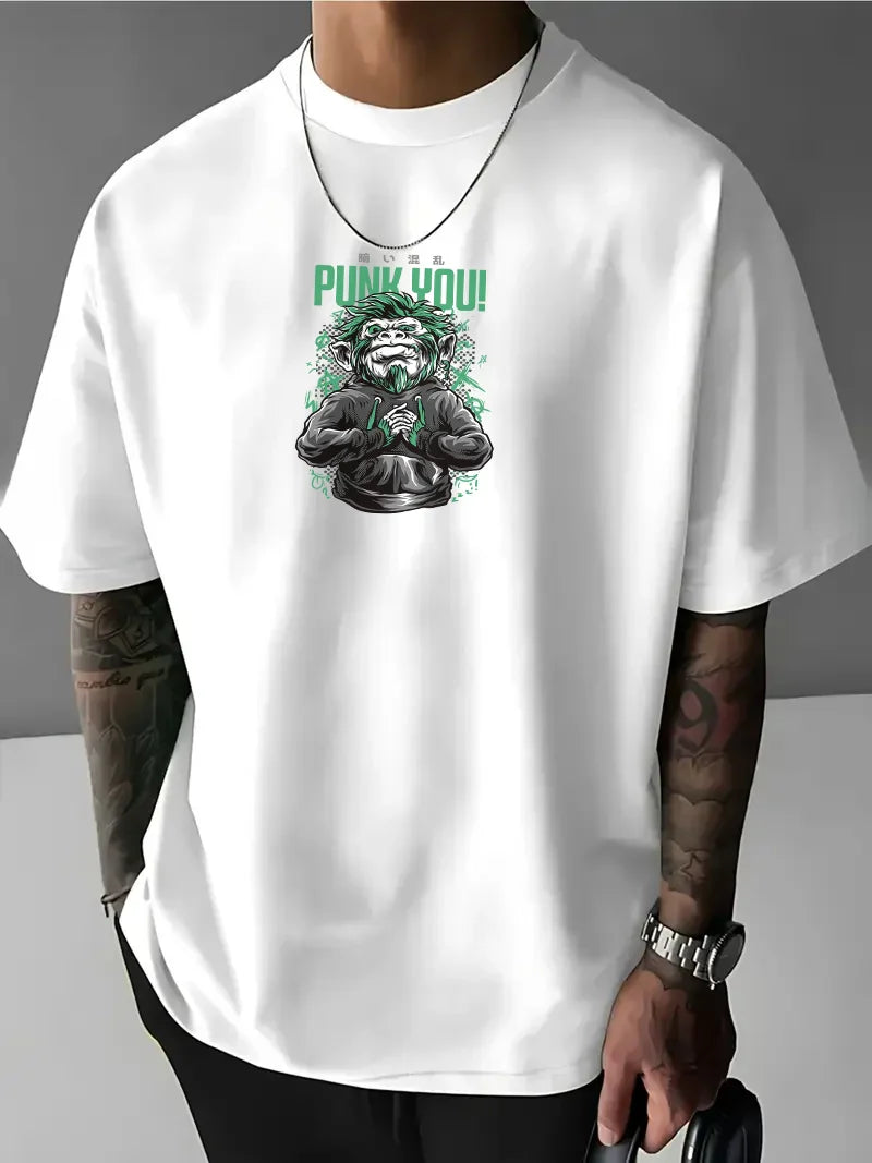 Tricou bărbați PUNK YOU bijelo (Oversized)