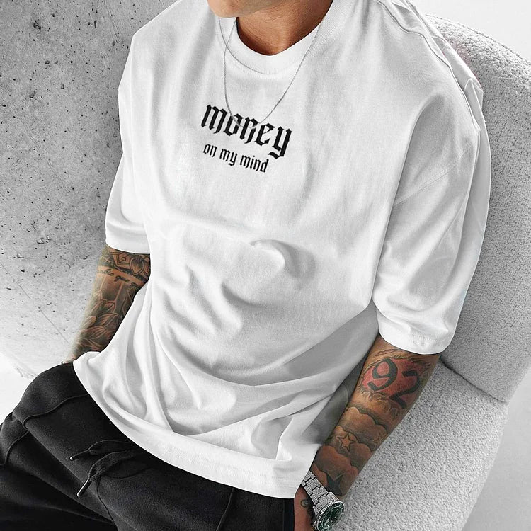 Tricou bărbați MONEY on MY MIND bijelo (Oversized)