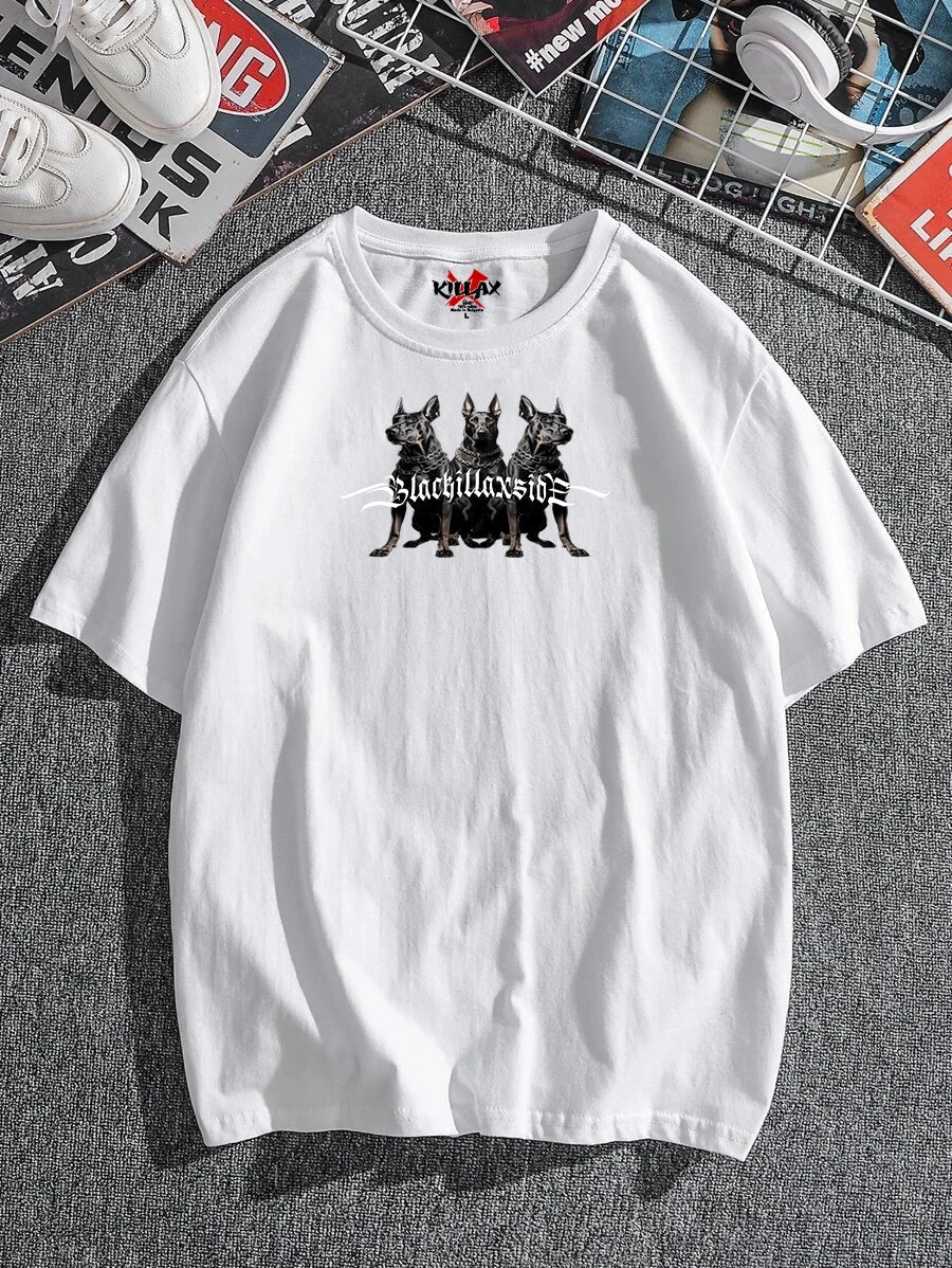Tricou bărbați KILLAXDOBERMAN Oversized bijelo
