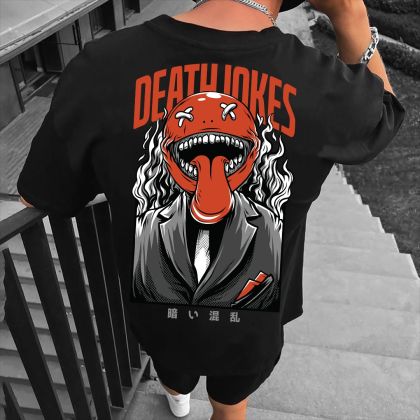 Tricou bărbați DEATH JOKES crno (Oversized)