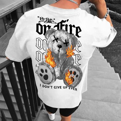Tricou bărbați on FIRE bijelo (Oversized)