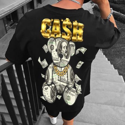 Tricou bărbați CASH crno (Oversized)
