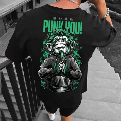 Tricou bărbați PUNK YOU crno (Oversized)