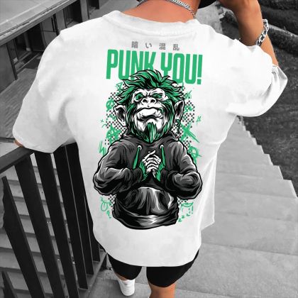 Tricou bărbați PUNK YOU bijelo (Oversized)