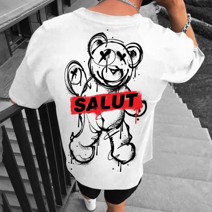 Tricou bărbați SALUT bijelo (Oversized)