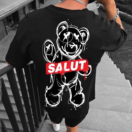 Tricou bărbați SALUT crno (Oversized)