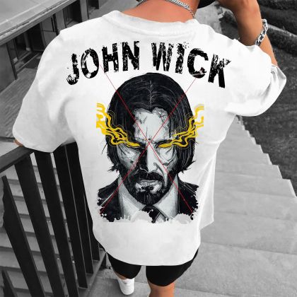 Tricou bărbați JOHN WICK bijelo (Oversized)
