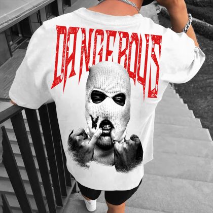 Tricou bărbați DANGEROUS bijelo Oversized