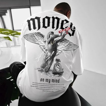 Tricou bărbați MONEY on MY MIND bijelo (Oversized)