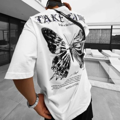 Tricou bărbați TAKE TIME bijelo Oversized