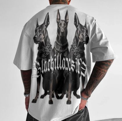Tricou bărbați KILLAXDOBERMAN Oversized bijelo