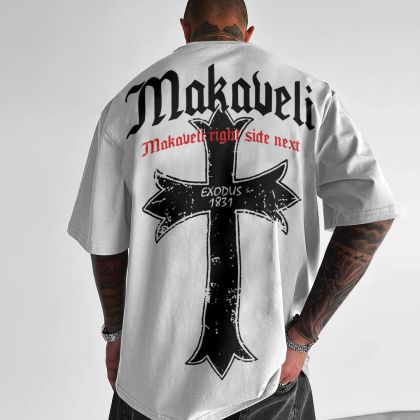 Tricou bărbați MAKAVELI bijelo Oversized