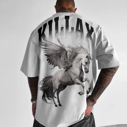 Tricou bărbați KILLAX UNICORN bijelo (Oversized)