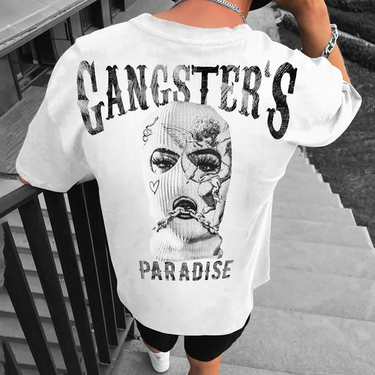 Tricou bărbați Gangster Paradise bijelo Oversized